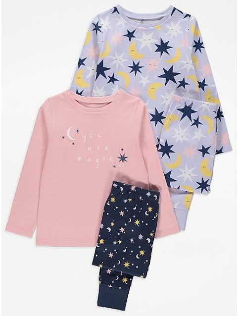 GEORGE- Pink Magic Moon and Stars Pyjamas 2 Pack