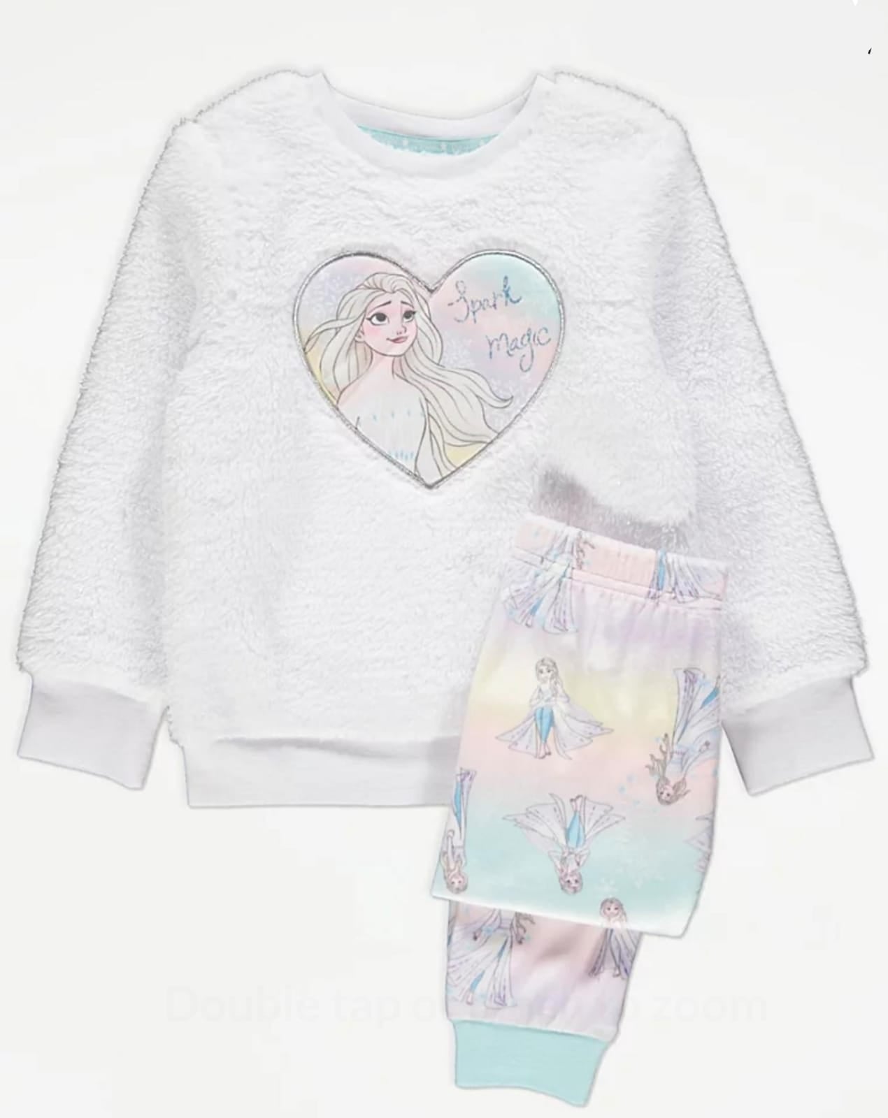 George Frozen Elsa Magic White Fleece Sparkle Pyjamas Gift Set