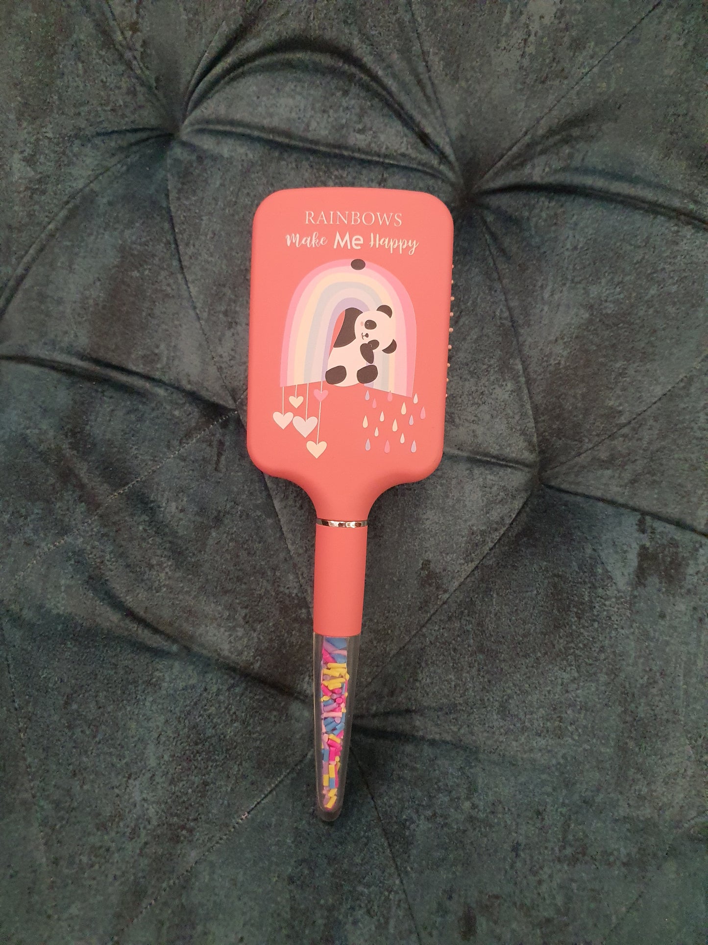 Panda Rainbows Make Me Happy Paddle Brush