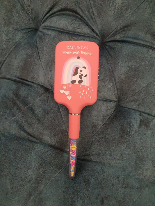 Panda Rainbows Make Me Happy Paddle Brush