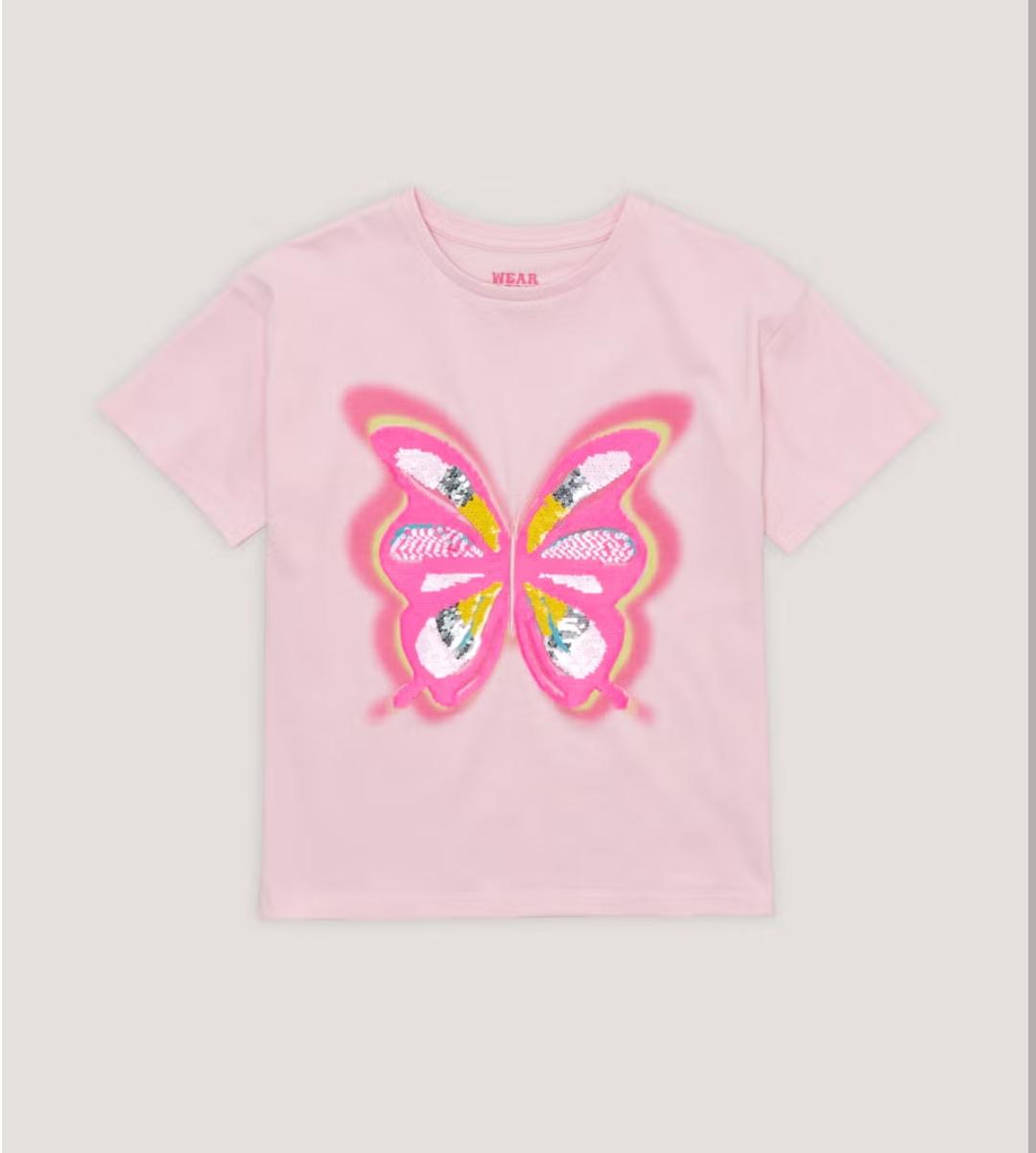 MATALAN Pink Sequin Butterfly T-Shirt