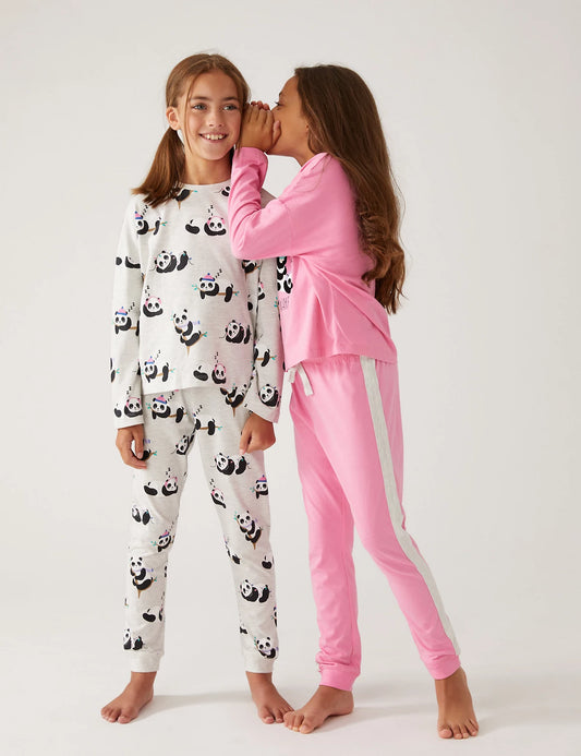 M&S 2pk Cotton Rich Panda Pyjamas