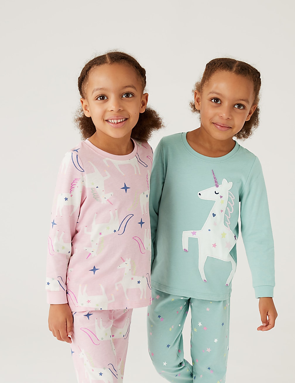 M&S 2pk Pure Cotton Unicorn Pyjama Sets