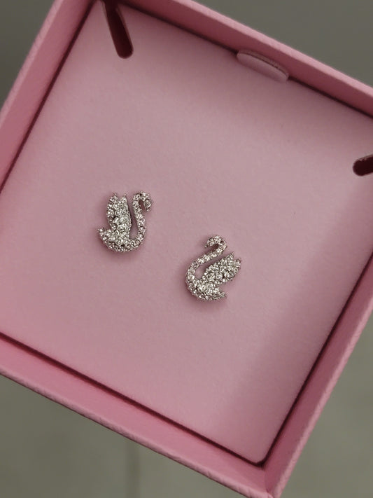 Swarovski swan earrings studs